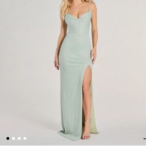 Shelly High Slit Glitter Knit Formal Dress